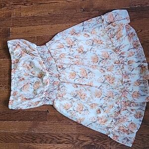 Floral Strapless  Dressy Dress- Cream and Peach